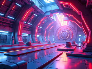 Poster - Abstract technology 3D digital future geometric space creative scene illustration
