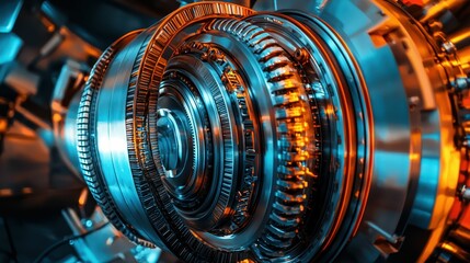 Poster - Close-Up of High-Tech Power Generator Components in Metal Design