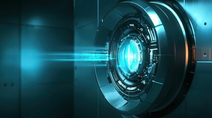 Poster - Futuristic Cybernetic Power Generator Creating Energy in Dark Space
