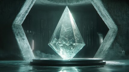 Poster - Futuristic Crystal Generator with Floating Diamond and Glowing Effects