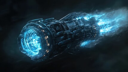 Poster - Pulsating Neon Spaceship Core Generator with Futuristic Design
