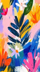 Poster - Vibrant Abstract Garden Scene with Colorful Floral Elements