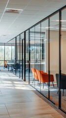 Poster - Bright Modern Office Space with Glass Walls and Stylish Furniture