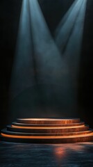 Poster - Dramatic Scene of an Empty Stage with Podium and Atmospheric Lighting
