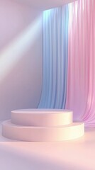 Poster - Ethereal Empty Stage with Podium Surrounded by Diffused Light