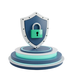 Poster - Teal Locked Shield on a Lit Platform