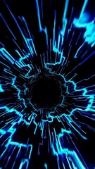 Poster - Futuristic blue light tunnel animation creating hypnotic vortex motion in digital space