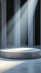 Poster - Minimalist Empty Stage with Podium and Soft Light in Contemporary Scene