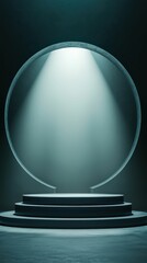 Poster - Minimalist Empty Stage Podium with Dramatic Lighting and Shadows
