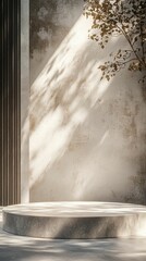 Poster - Serene Minimalist Podium with Natural Light and Empty Background
