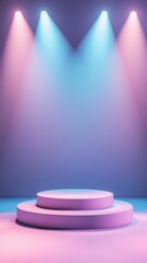 Poster - Minimalist Empty Stage Podium with Soft Lighting and Color Gradients