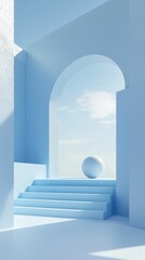 Poster - Minimalist Abstract Podium Scene with Soft Blue Background