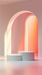 Poster - Minimalist Empty Stage with Abstract Podium and Soft Lighting Effect