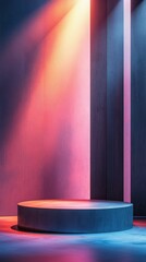 Poster - Minimalist Stage Scene with Sharp Lighting and Colorful Atmosphere