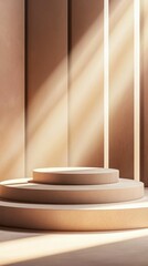 Poster - Minimalist Stage Podium with Soft Lighting and Neutral Tones
