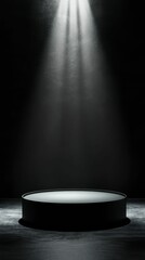 Poster - Sleek Minimalist Podium Stage Ready for Presentation in Dim Light