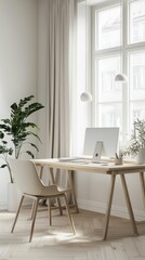 Poster - Bright Minimalist Modern Office Space with Scandinavian Design Elements