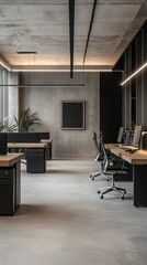 Poster - Modern Minimalist Office Space with Uncluttered Design and Natural Light