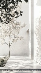 Poster - Modern Minimalist Garden Scene with Soft Natural Elements