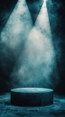 Poster - Moody Empty Stage with Podium and Atmospheric Lighting Effects