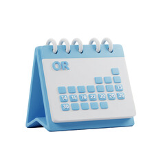 Poster - Light Blue 3D Render of a Small Desk Calendar