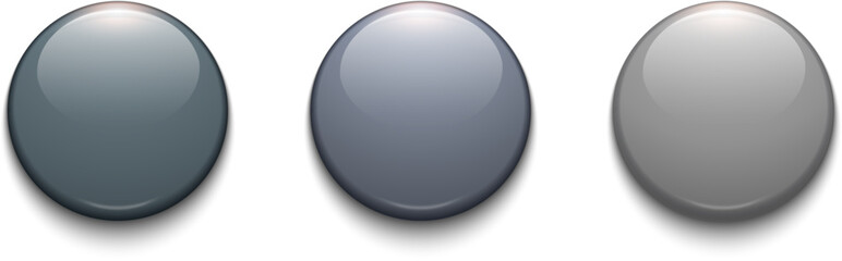 Aufkleber - Gray shiny buttons set, 3D illustration.
