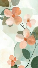 Poster - Serene Floral Garden Background with Soft Pastel Hues and Greenery