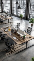 Poster - Sleek Modern Office Space with Minimalist Workstation Design