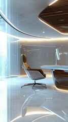Poster - Sleek Modern Office Space with Polished Surfaces and Elegant Design