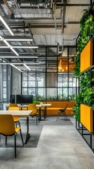 Poster - Trendy Modern Office Space Featuring Modular Layouts and Greenery
