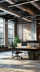 Poster - Modern Urban Office Space with Creative Work Environment