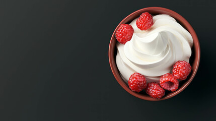 Poster - Fresh berries with creamy delight in bowl for dessert inspiration