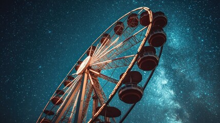 ferris wheel on a background of the starry night sky