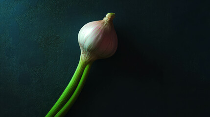 Poster - Fresh garlic bulb on dark background for culinary and kitchen design