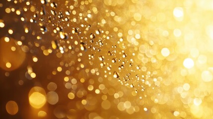 Poster - Close-up of shimmering golden droplets on a blurred background, creating a warm and inviting atmosphere