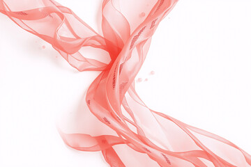 Poster - Soft red abstract form elegantly flows on a white backdrop, creating a smooth and graceful design with a sense of gentle motion and airy lightness.
