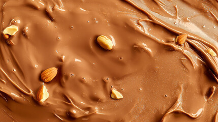Poster - Creamy chocolate spread with nuts texture for dessert and baking concepts