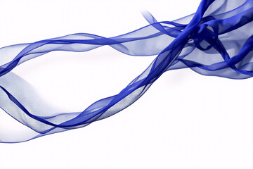 Aufkleber - Delicate blue fabric gently flows and waves, creating soft, translucent curves against a plain white backdrop, suggesting movement and lightness in a simple, elegant composition.