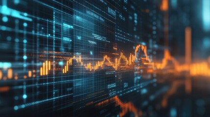 Poster - Abstract Digital Stock Market Trends with Data Visualization Effects