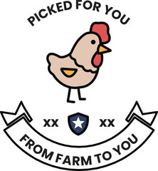 Wall Mural - a chicken is standing in front of a banner that says 