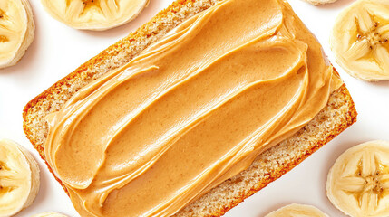 Poster - Delicious peanut butter and banana breakfast concept