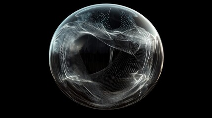 Poster - Abstract Geometric Sphere with Ethereal Waves and Light Effects
