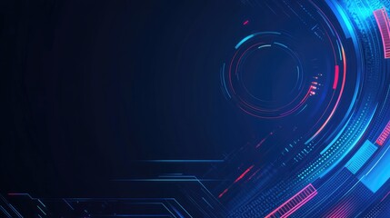 Poster - Abstract futuristic background with glowing lines and shapes, ideal for technology-themed designs and presentations