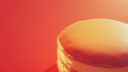 Poster - Realistic vanilla sponge cake layers on vibrant background for dessert design