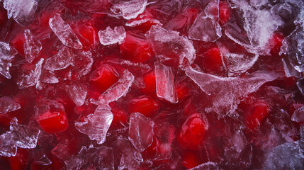 Poster - Texture of icy frost on winter berries capturing natural chaos
