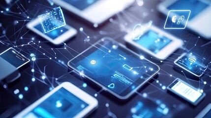 Poster - Modern Technology Devices with Digital Connection Illustrations