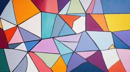 Poster - Abstract geometric artwork featuring vibrant colors and dynamic shapes, creating a sense of movement and energy