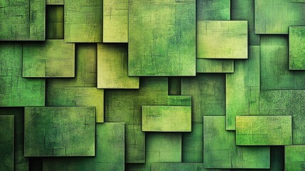 Poster - Abstract green textured background featuring layered rectangular shapes, ideal for design and creative projects