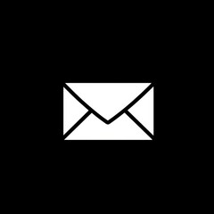 Poster - Email Icon: Simple White Envelope Symbol on Dark Background for Digital Communication.