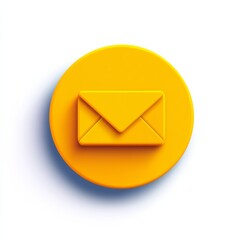 Poster - Golden Email Icon on a Yellow Circle, Symbolizing Digital Communication and Messaging